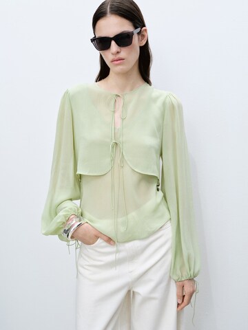 MANGO Blouse 'Springy' in Groen: voorkant
