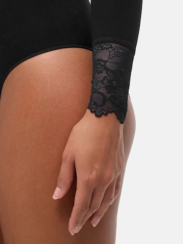 cfab - Body moldeador 'Clean Longsleeve V-Neck with Lace Sculpting Bodysuit with Slip' en negro