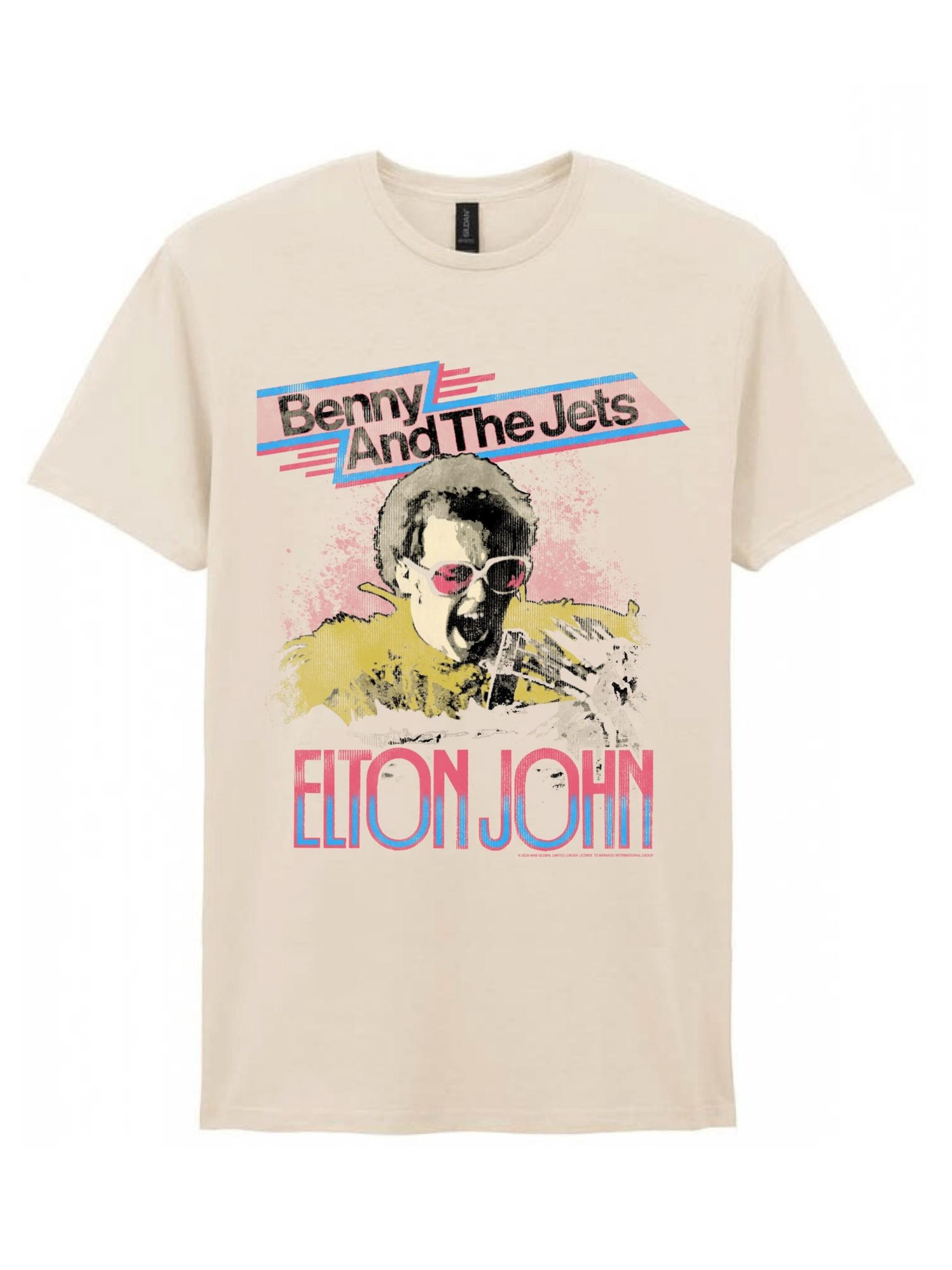 Maglietta 'Elton John Bennie and the Jets T-Shirt' di Rockshirts in bianco: frontale