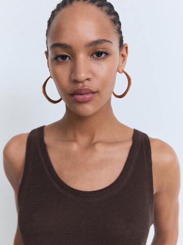 MANGO Knitted top 'LINI' in Brown