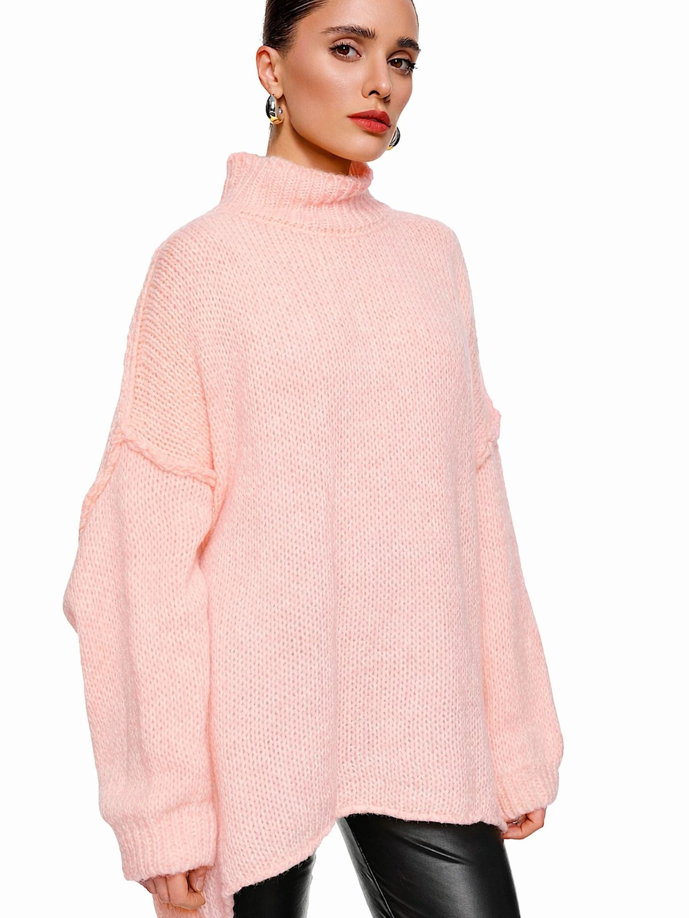 Worldclassca Oversized Sweater 'Strickpullover Oversized mit Stehkragen' in Pink: front