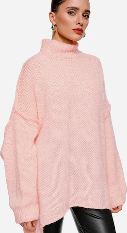 Worldclassca Oversized Sweater 'Strickpullover Oversized mit Stehkragen' in Pink: front