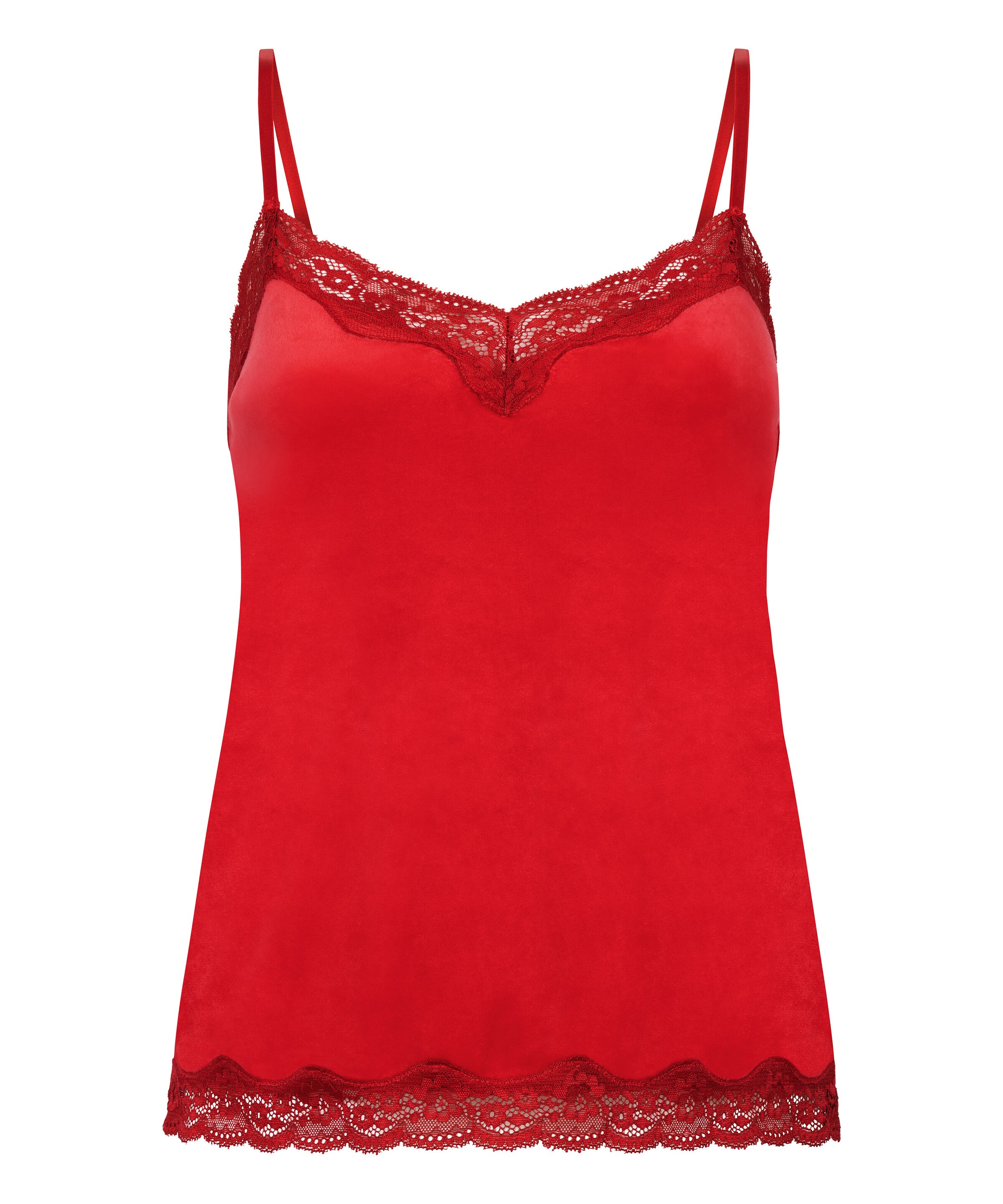 Hunkemöller Slaapshirt 'Lace Cami ' in Rood: voorkant