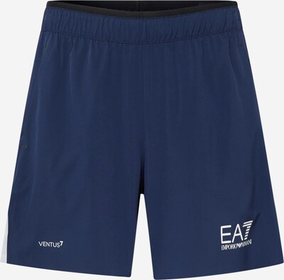 Pantaloni sport EA7 Emporio Armani pe bleumarin / alb, Vizualizare produs