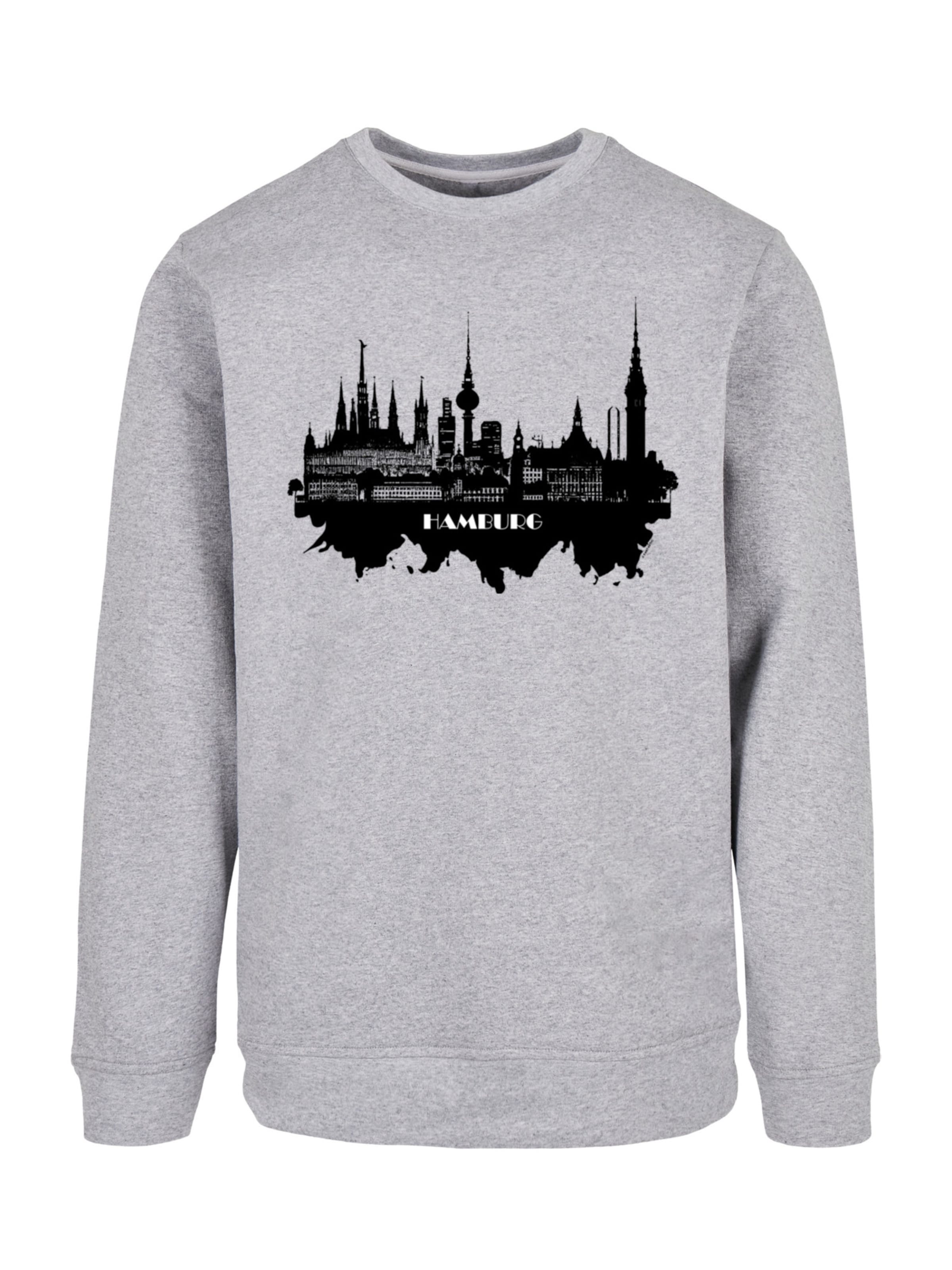 Sweat-shirt 'Cities Collection - Hamburg skyline' F4NT4STIC en gris : devant
