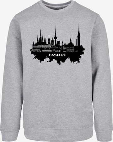 F4NT4STIC Sweatshirt 'Cities Collection - Hamburg skyline' in Grijs: voorkant