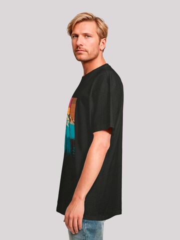 F4NT4STIC Shirt 'Berg Sonnenuntergang Retro' in Zwart