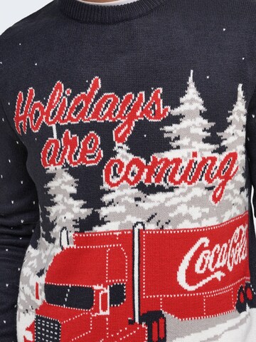 Only & Sons Pullover 'ONSXMAS COLA' in Blau
