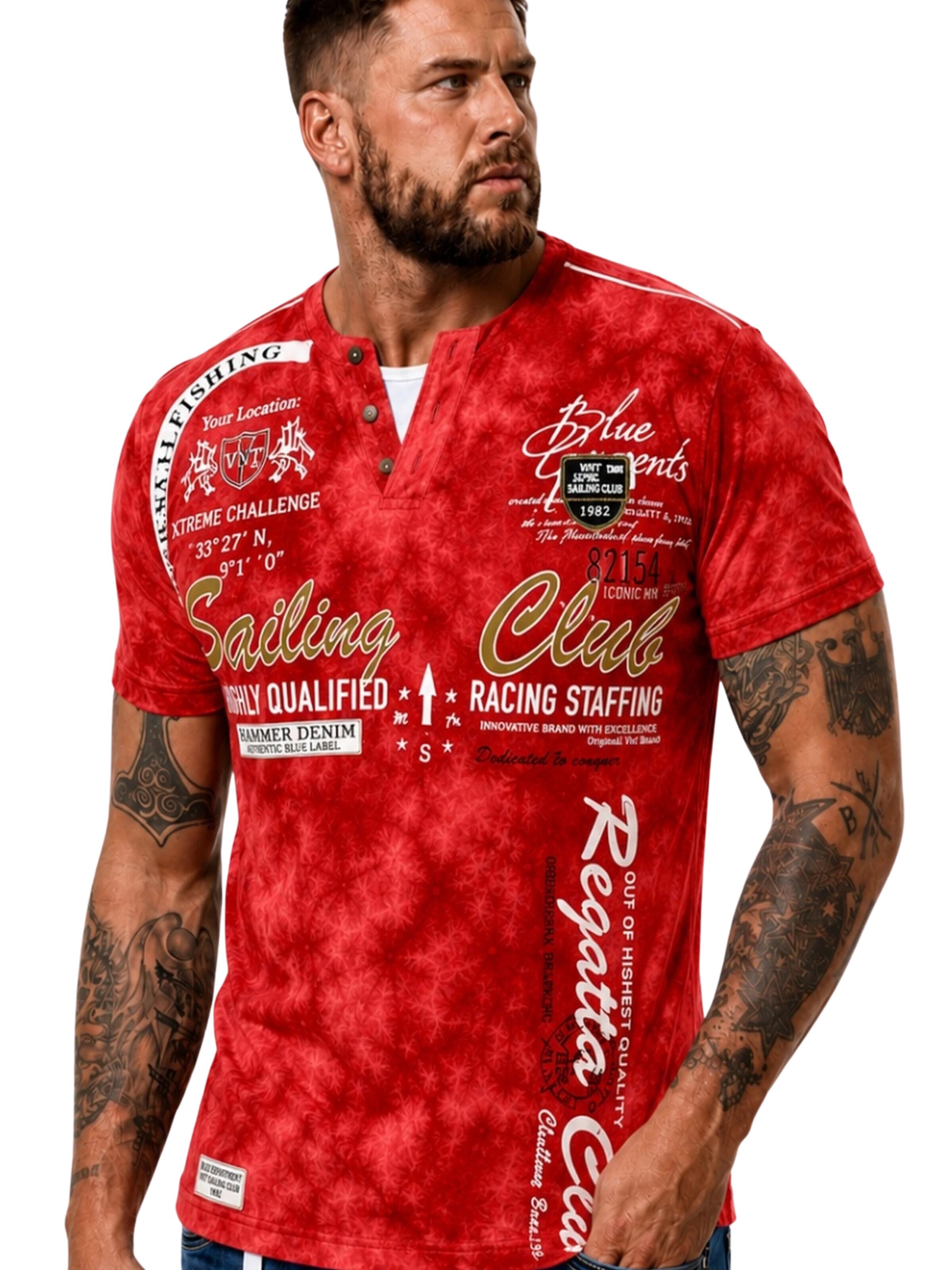 L.Gonline Shirt 'Sailing Batik'‌‌‌‌ in Rot