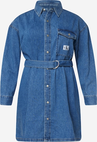 Calvin Klein Jeans Curve Košilové šaty – modrá: přední strana