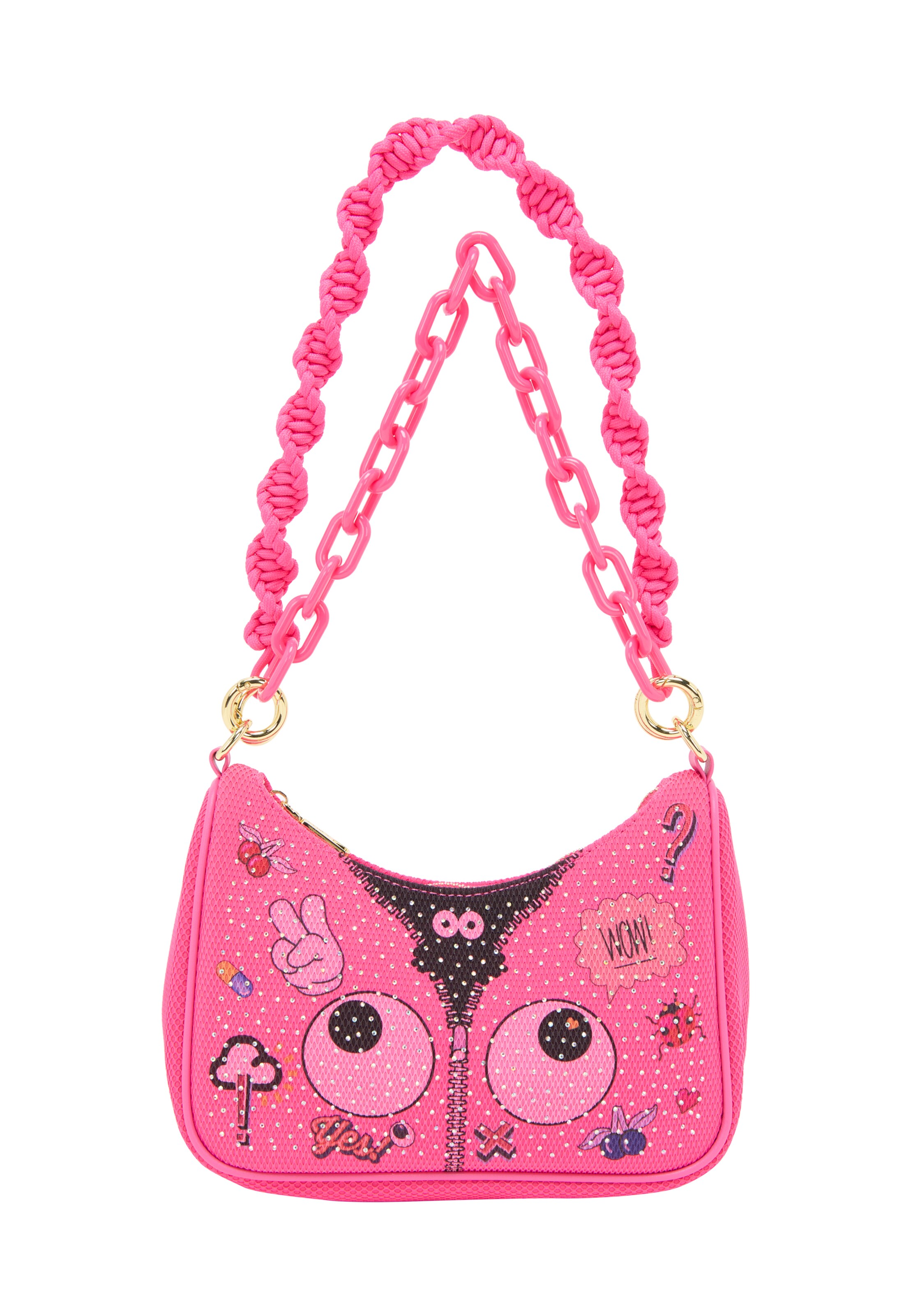 MYMO Torba za na rame 'Pop Eyetheme' u tamno plava / neonsko roza / crvena / crna, Pregled proizvoda