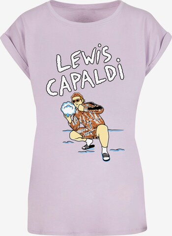 Merchcode T-Shirt 'Lewis Capaldi - Snowleopard' in Lila: predná strana