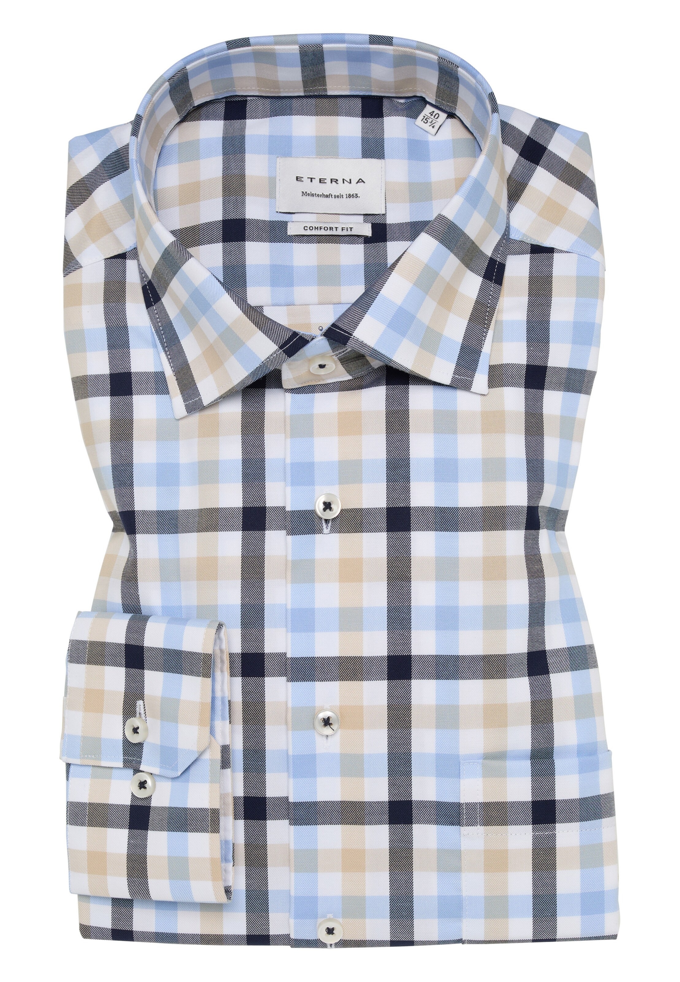 ETERNA Comfort fit Button Up Shirt in Blue