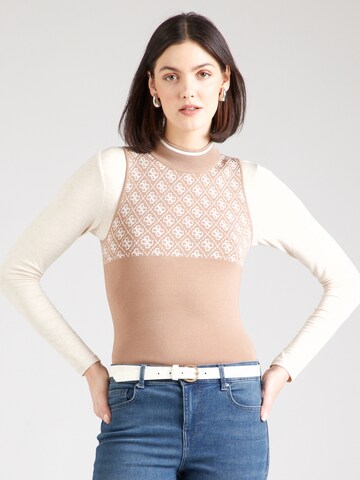 GUESS - Top de punto 'LISE' en beige: frente