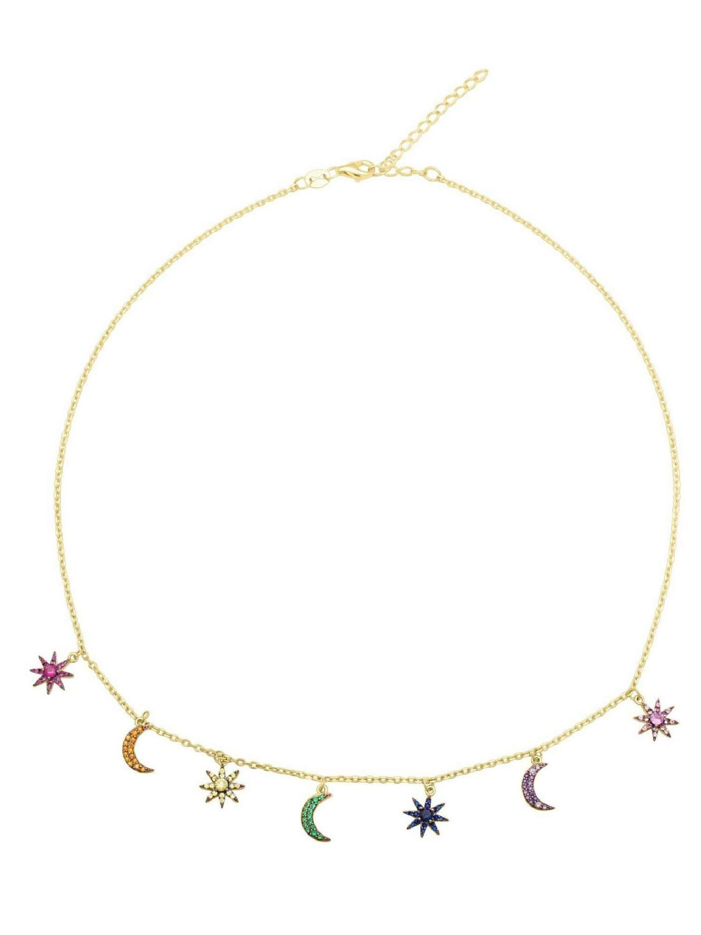 Tony Fein Kette 'Sonne Mond Sterne'‌‌‌‌‌‌‌‌ in Mischfarben: Vorderseite