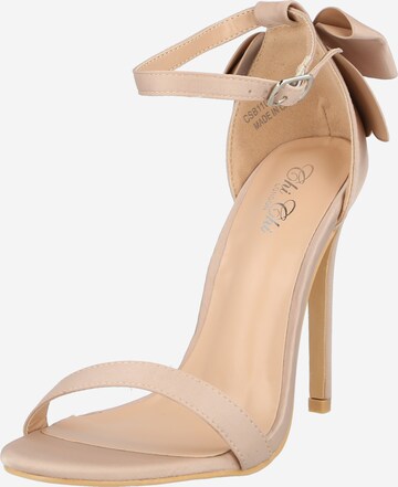 Chi Chi London Strap Sandals in Beige: front