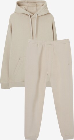 Pull&Bear Sweat suit in Beige: front