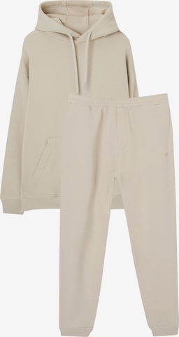 Pull&Bear Sweatsuit in Beige: front