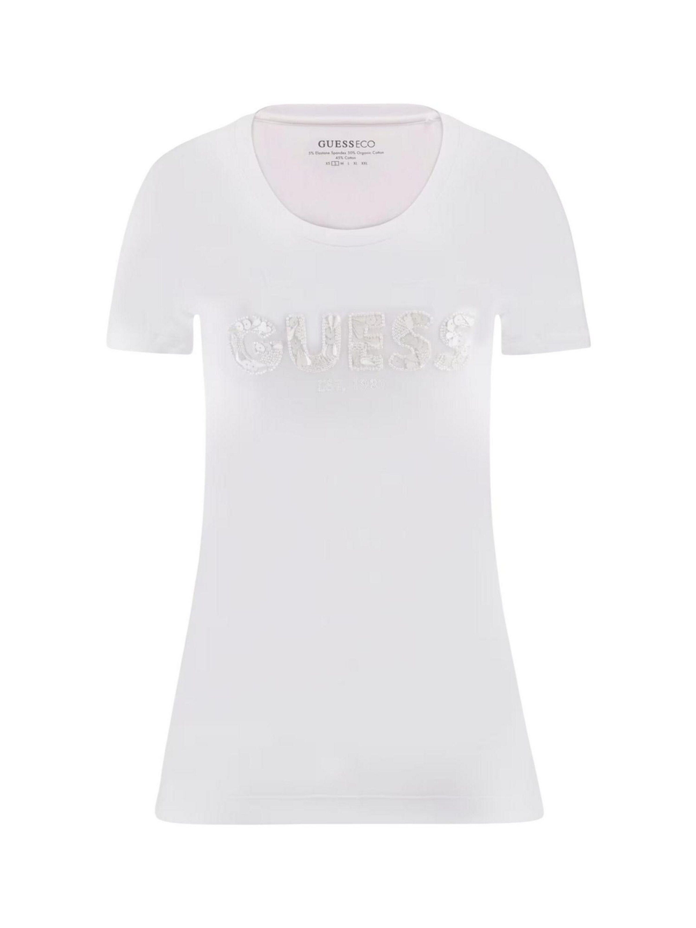 Maglietta 'W5GI17 J1314' di GUESS in bianco: frontale