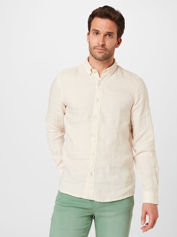 s.Oliver Regular Button Up Shirt in Beige: front