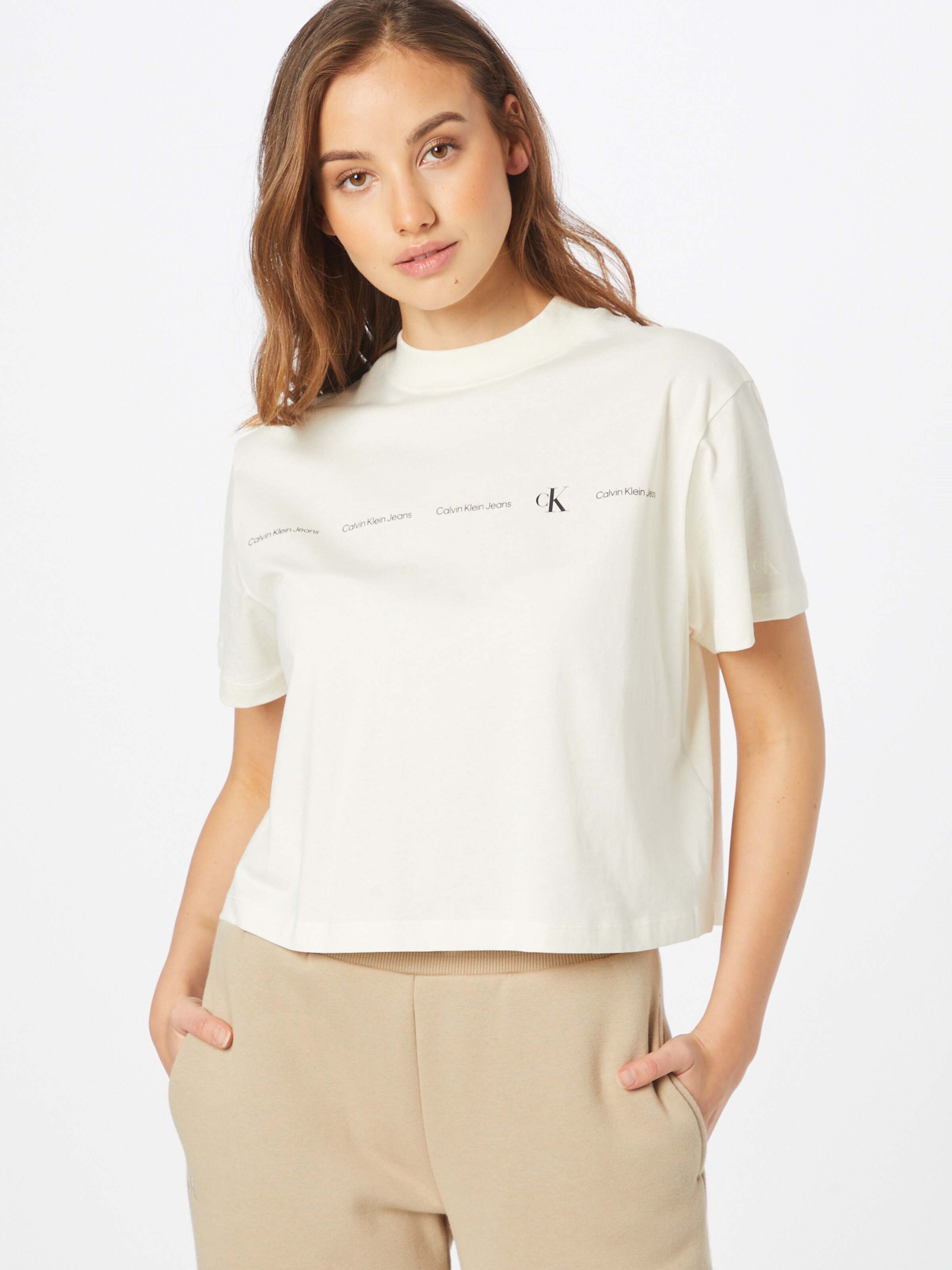 Calvin Klein Jeans Maglietta in Crema | ABOUT YOU