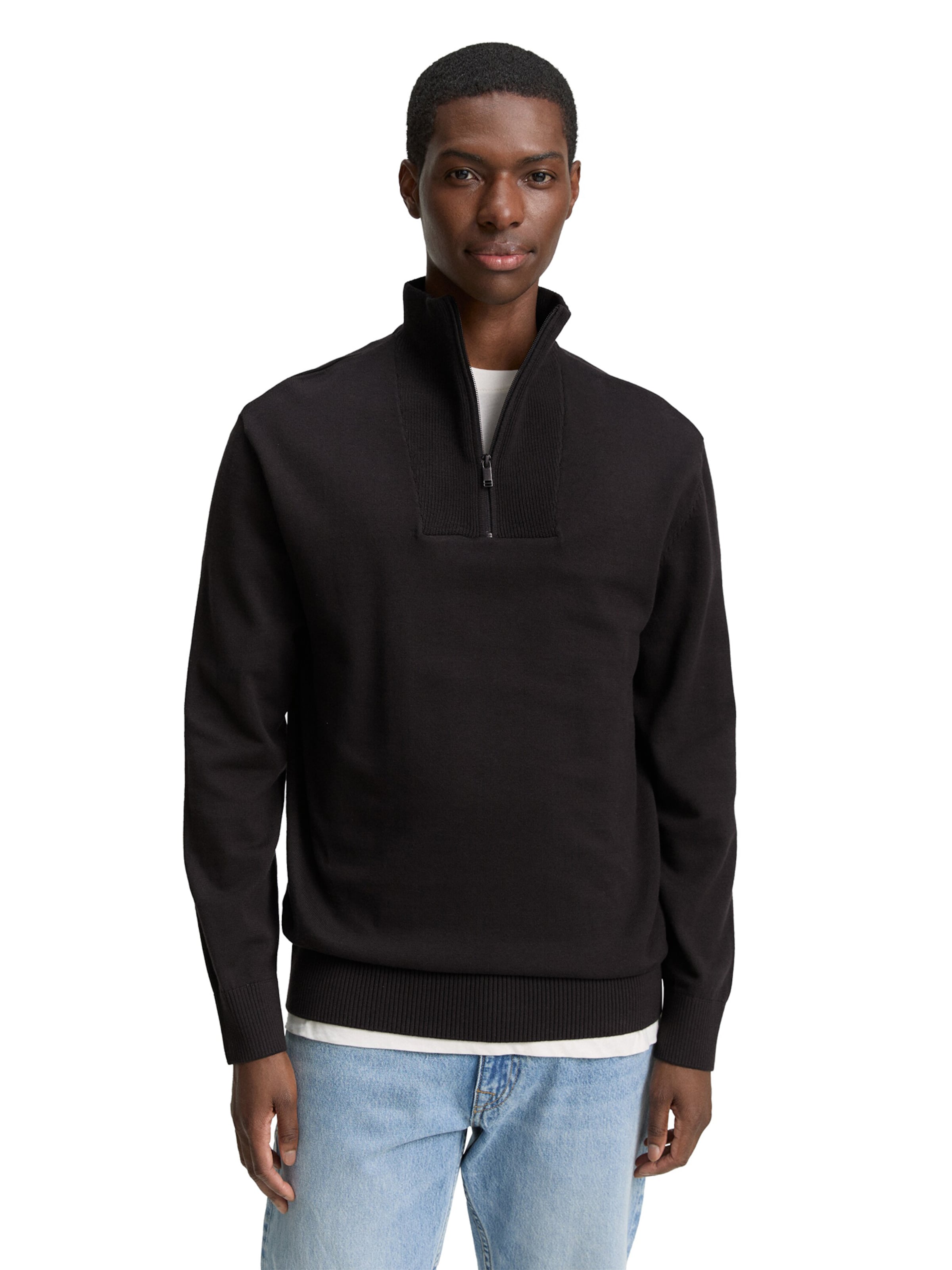 melns TOM TAILOR DENIM Džemperis: no priekšpuses