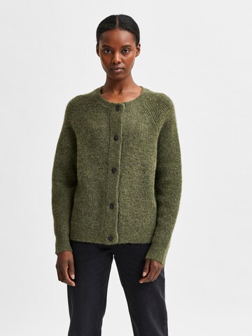 Cardigan 'Lulu' SELECTED FEMME en vert : devant