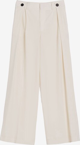 Bershka Wide leg Pleat-front trousers in Beige: front