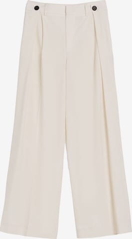 Bershka Wide leg Pleat-Front Pants in Beige: front