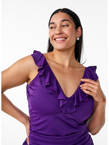 Swim by Zizzi T-shirt Swimsuit 'SKITRIN' in Purple
