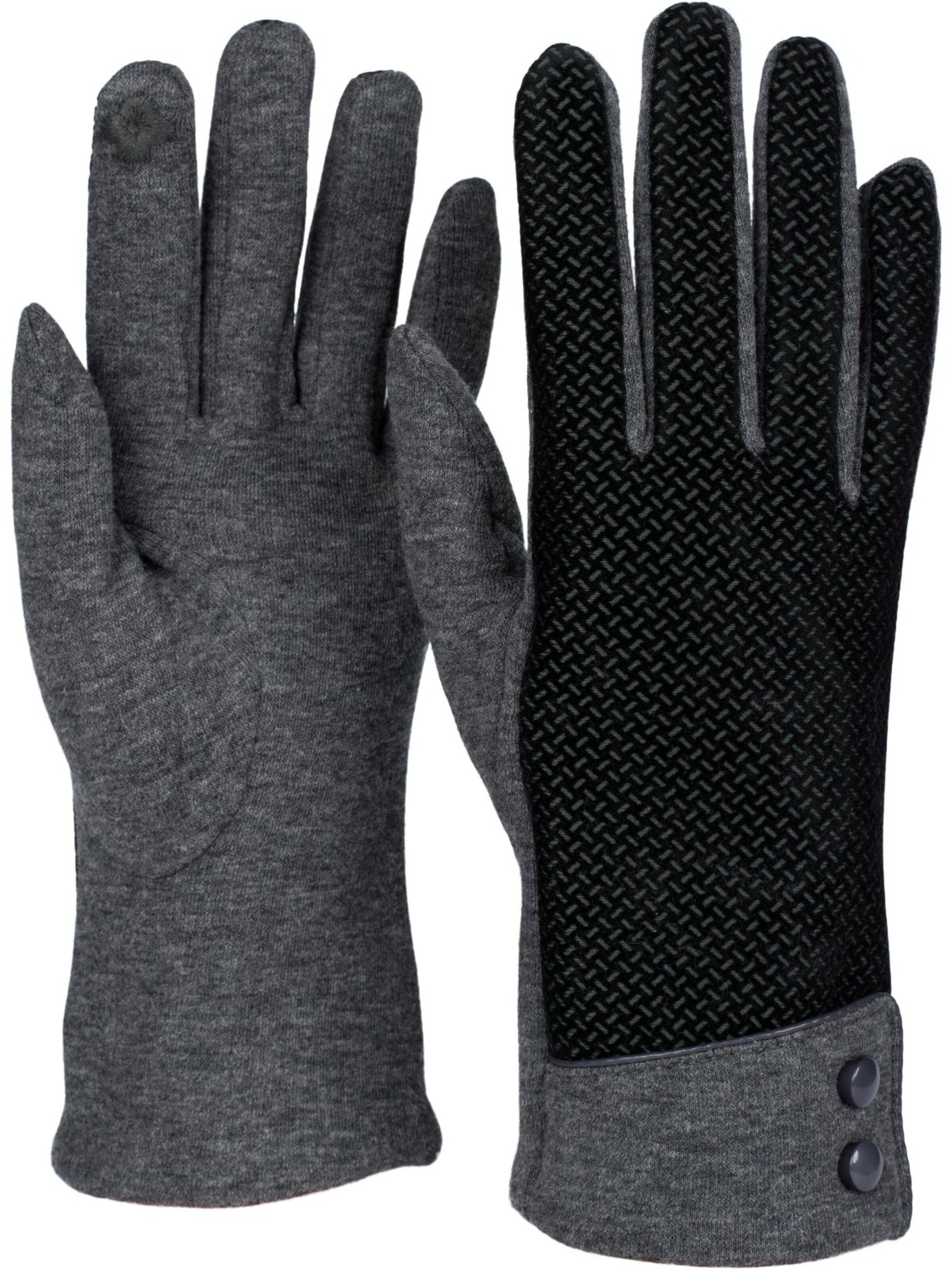 styleBREAKER Full finger gloves 'Touchscreen Handschuhe mit weichem Riffel Muster' in Grey: front