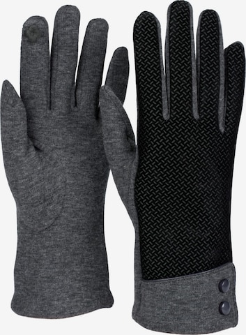 styleBREAKER Full finger gloves 'Touchscreen Handschuhe mit weichem Riffel Muster' in Grey: front