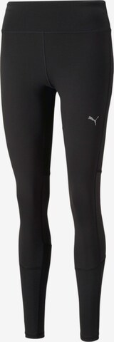 PUMA Skinny Workout Pants in Black: front