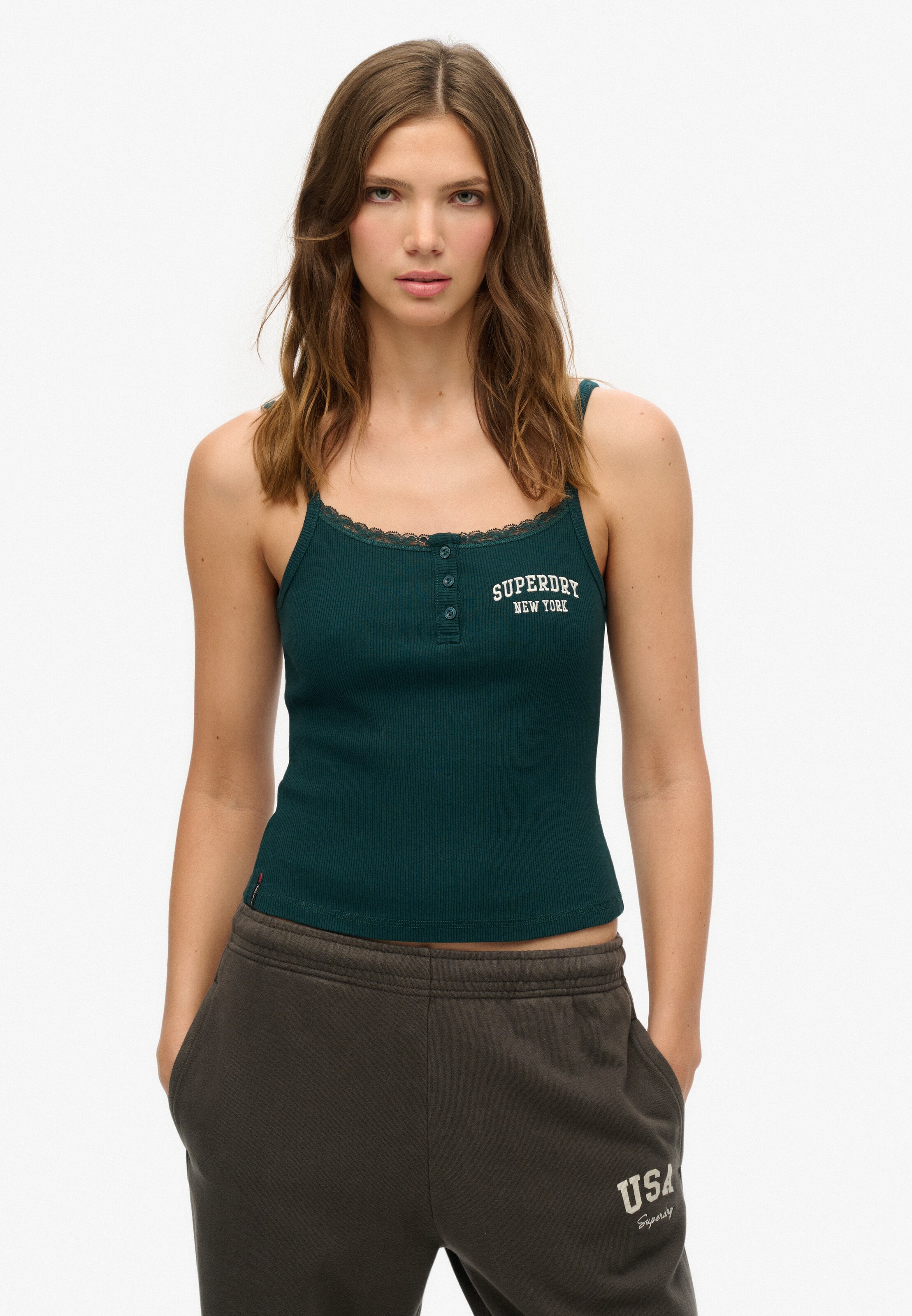 Superdry Top 'Athletic Essentials' in Groen: voorkant