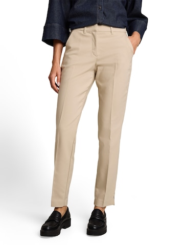 TOM TAILOR - Slimfit Calças com vincos 'Mia' em castanho: frente