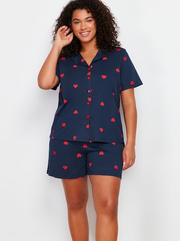 Trendyol Curve - Pijama de pantalón corto en azul
