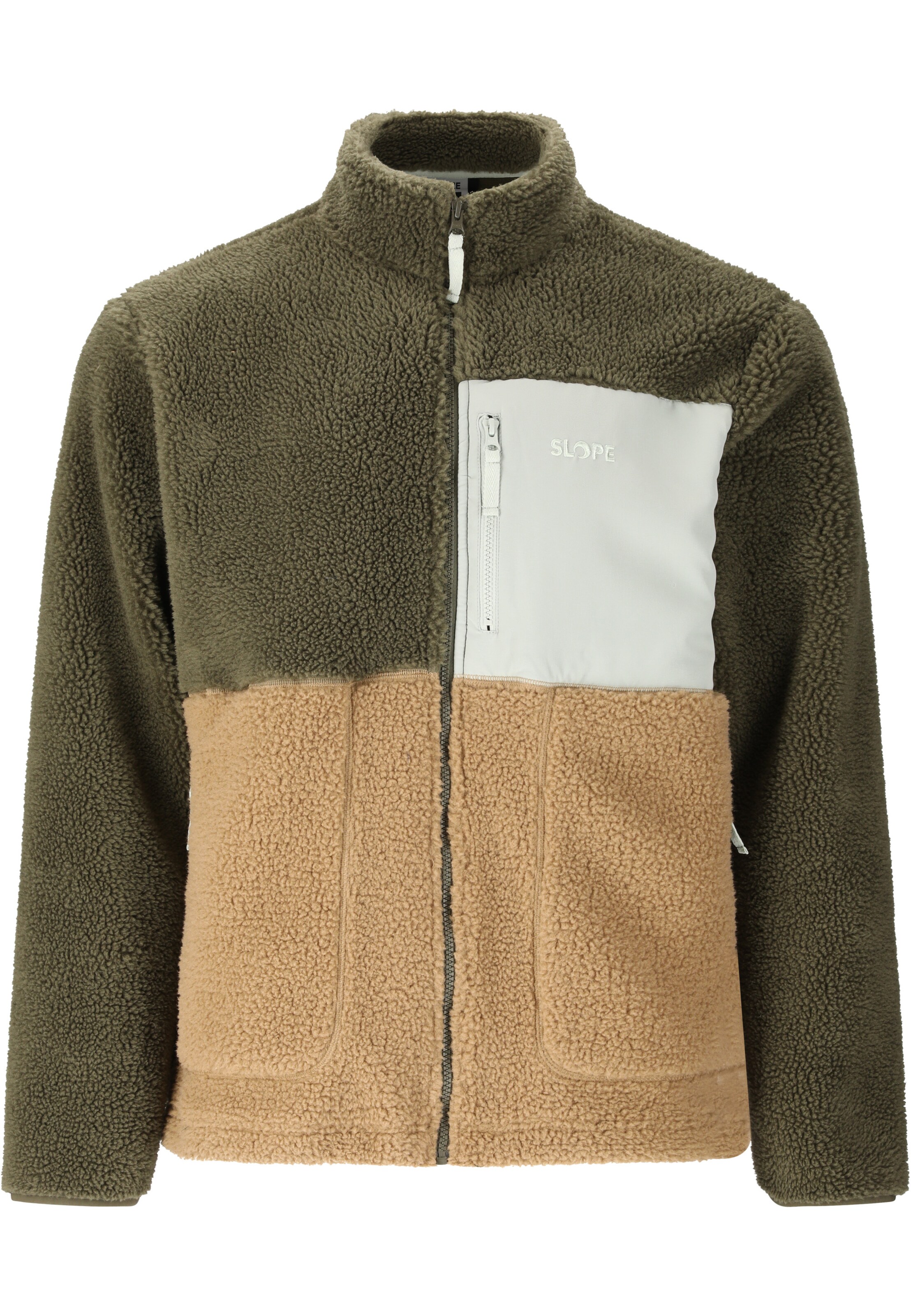 SLOPE Fleece jas 'Katau' in Groen: voorkant