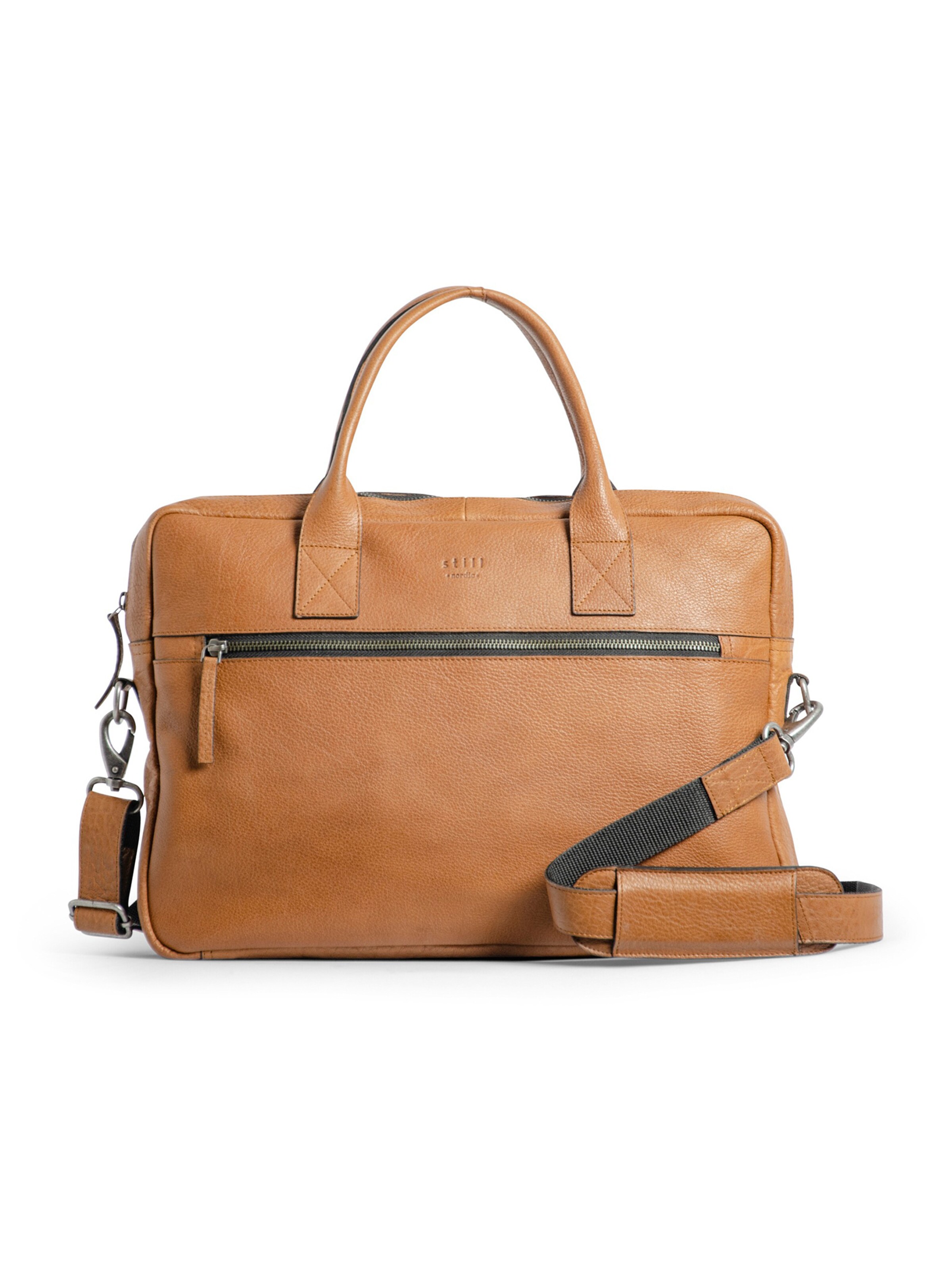 still Nordic Aktentas 'Clean Brief' in de kleur Cognac, Productweergave