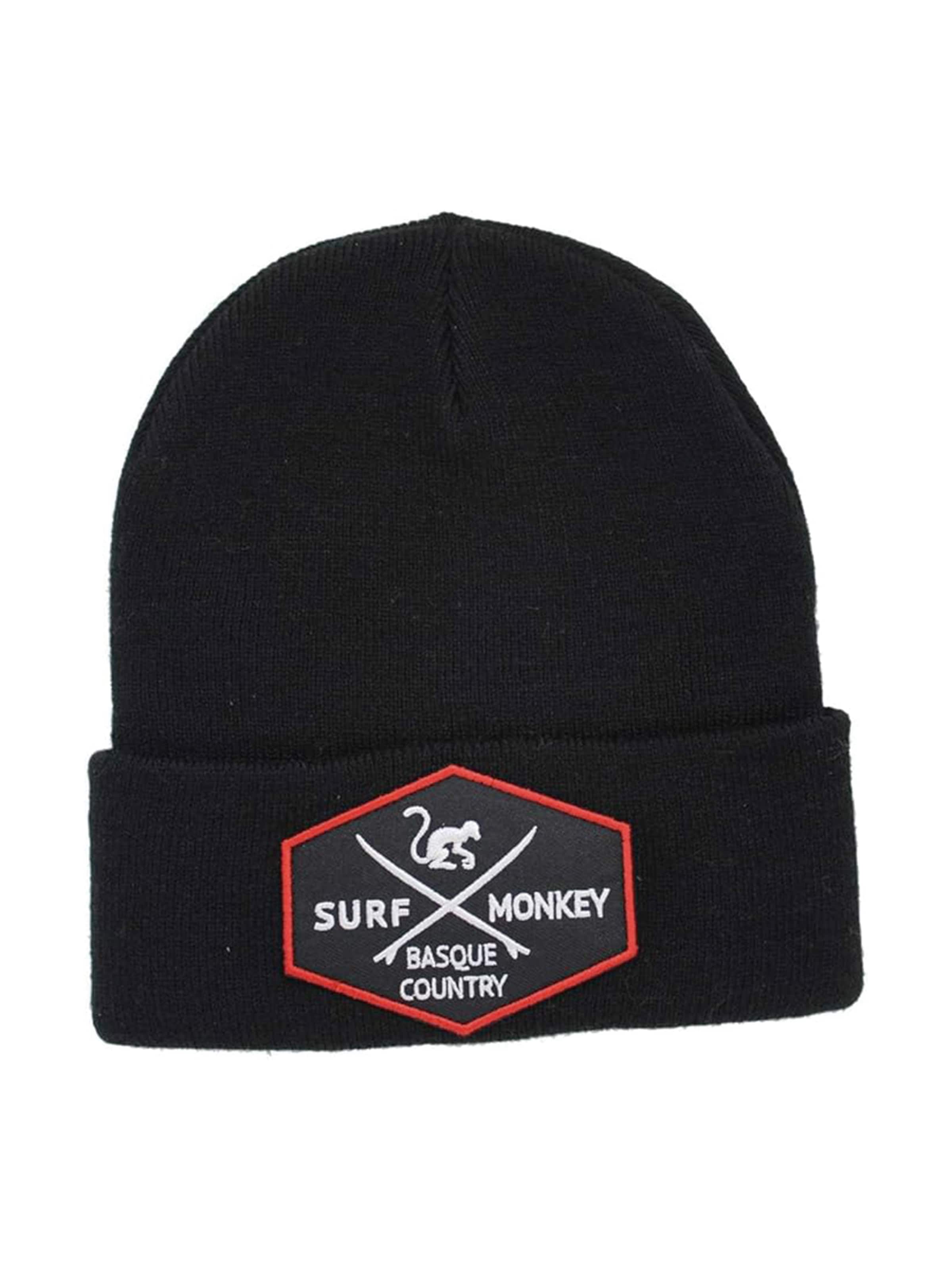 Bonnet Surf Monkey en noir : devant