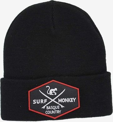 Surf Monkey Mütze in Schwarz: Vorderseite