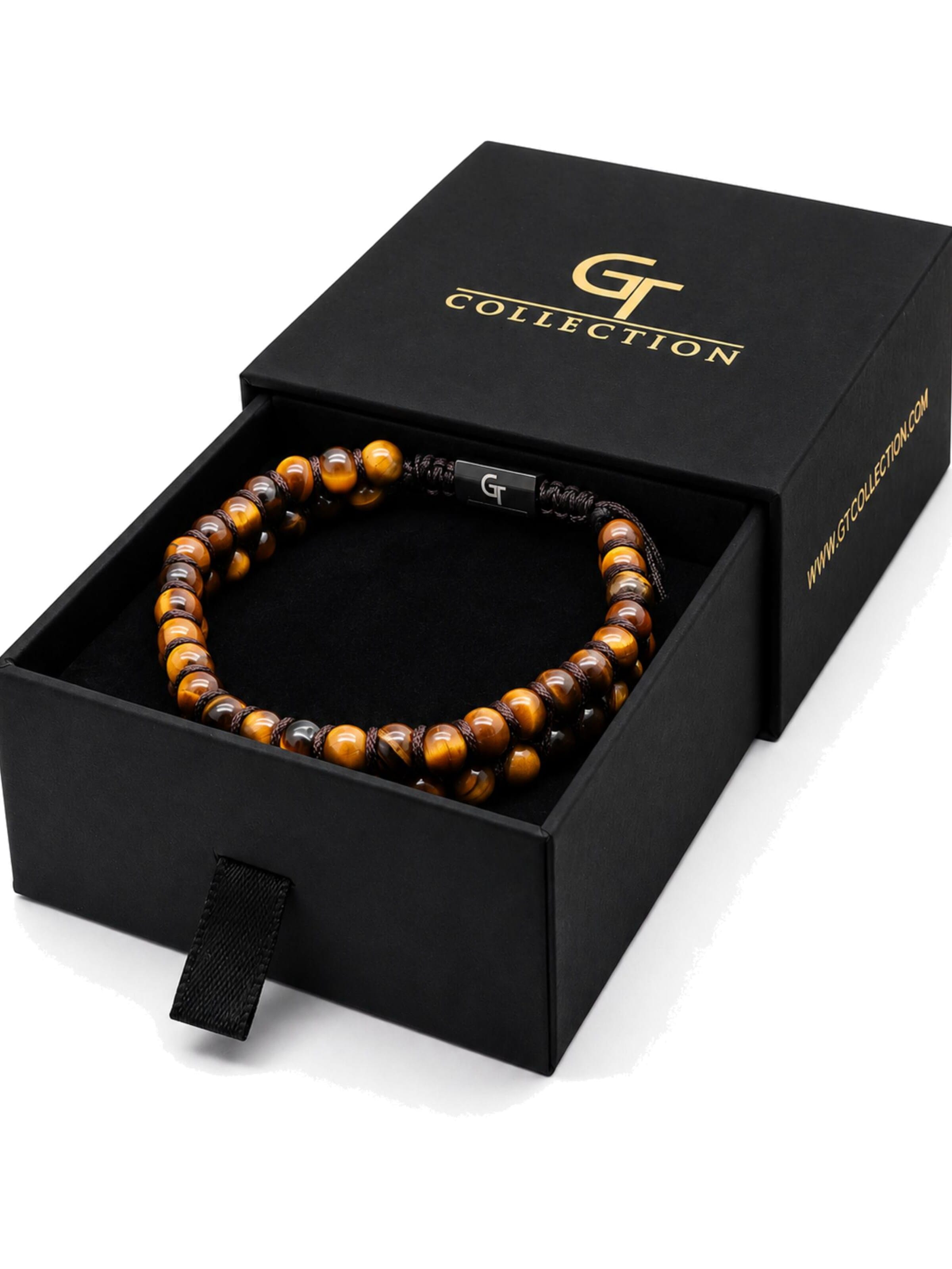 GT Collection Náramek 'Tiger Eye Double-Row' – hnědá