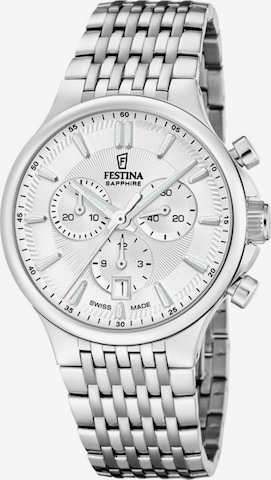 Montre à affichage analogique 'Chronograph Chrono Swiss Made' FESTINA en argent : devant
