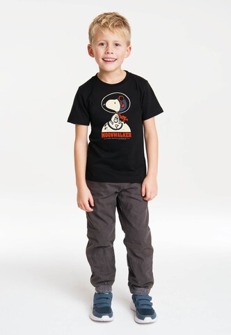 LOGOSHIRT Shirt 'Snoopy - Moonwalker' in Black