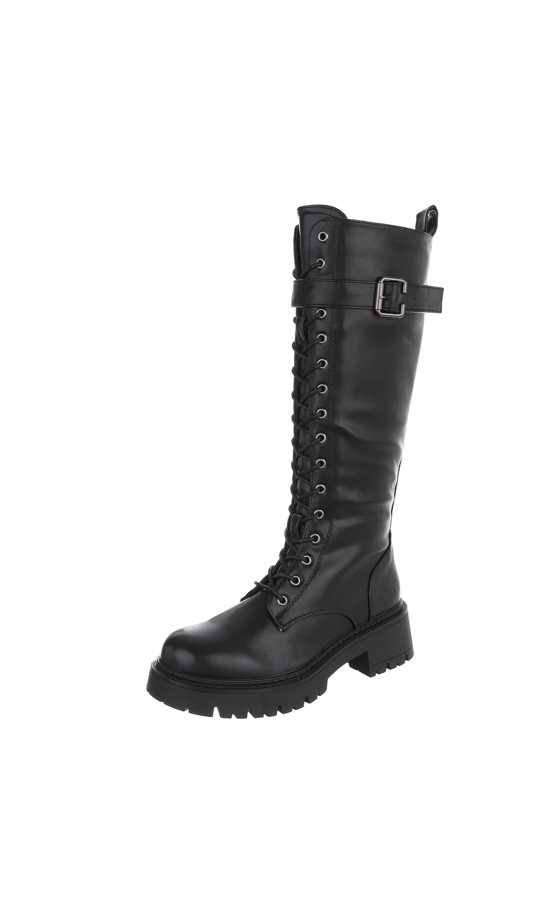 Ital-Design Schnürstiefel in Schwarz: Vorderseite