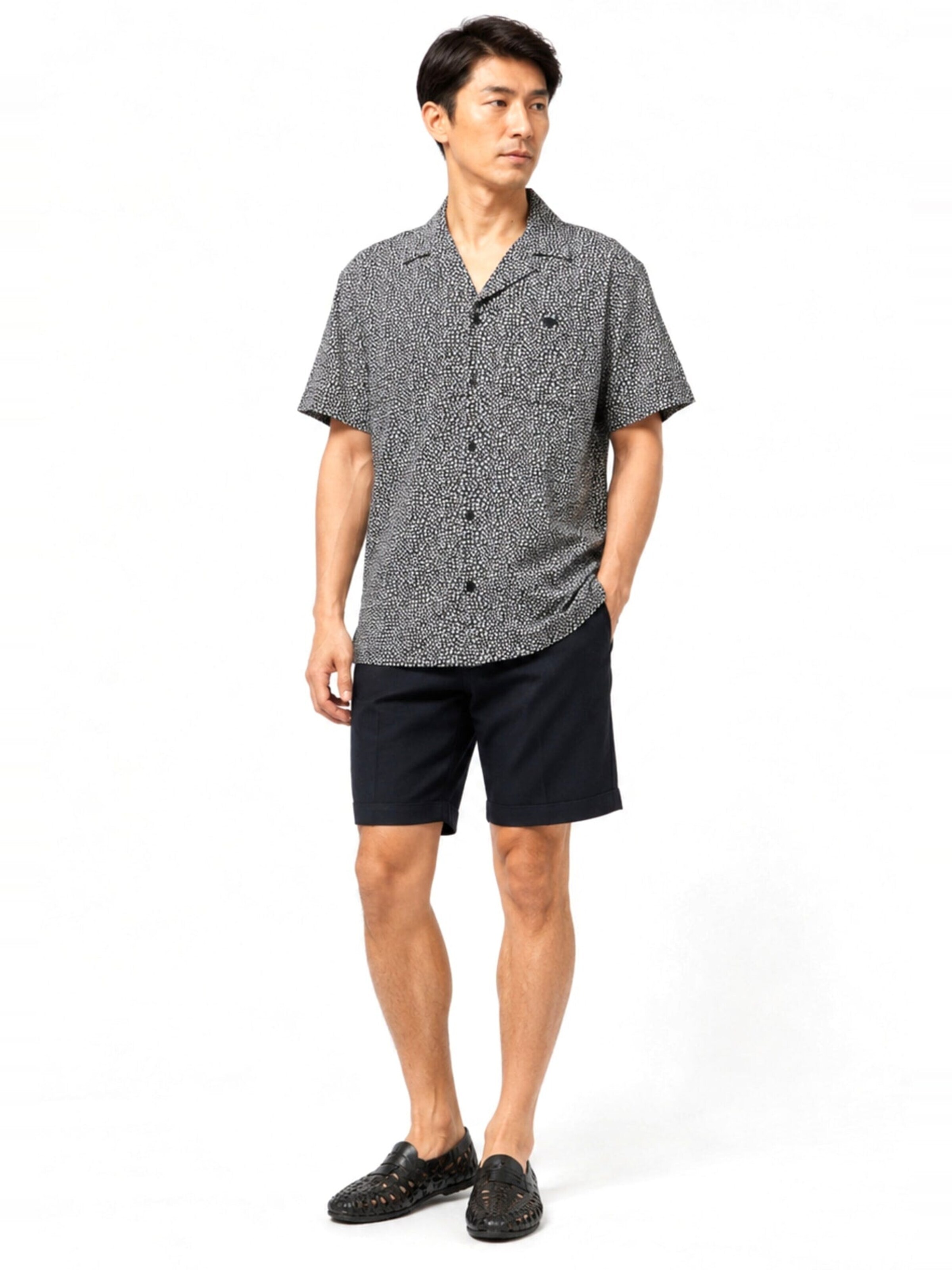 Emporio Armani - Camisa 'Beachwear Mix Pattern Shirt' en negro