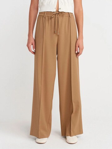 Dilvin Wide leg Pants in Brown: front