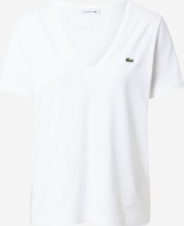 Tricou de la LACOSTE pe alb: față