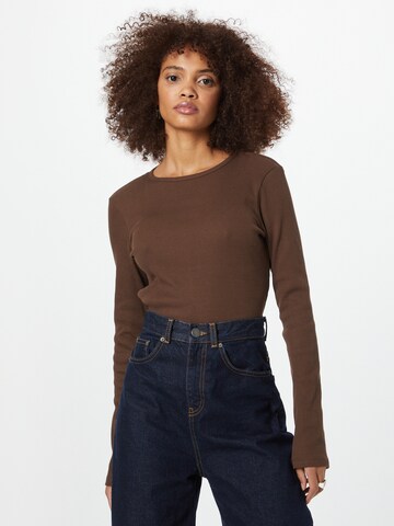 Nasty Gal Shirt in Bruin: voorkant