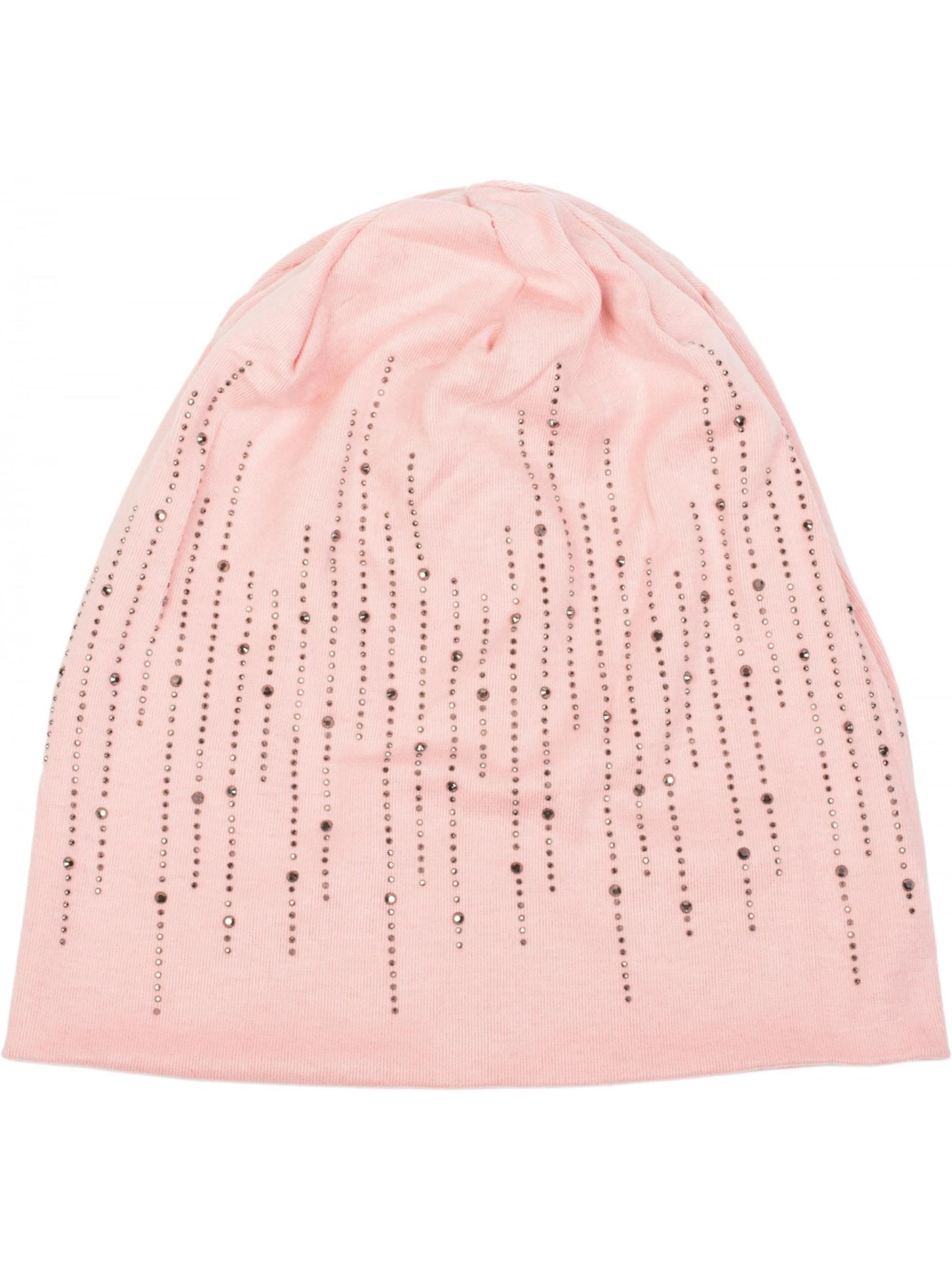 styleBREAKER Mütze 'Beanie mit Strass Streifen'‌‌‌‌ in Pink