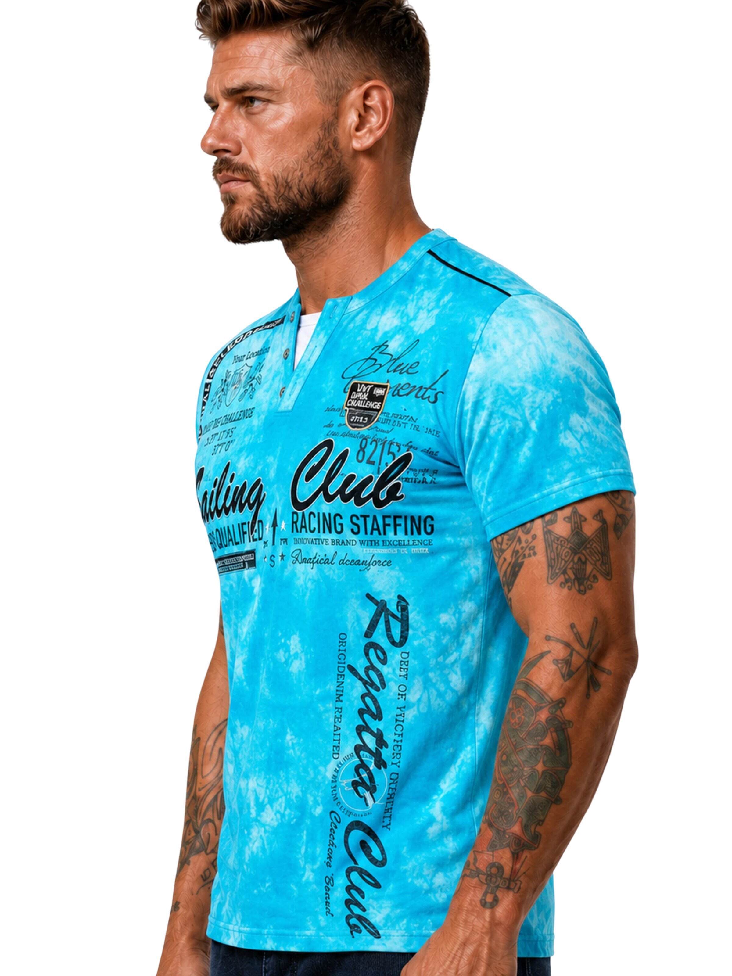L.Gonline Shirt 'Sailing Batik'‌‌‌‌ in Blau